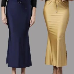 TWIN BIRDS Navy & Golden Plain Saree Shapewear - Pack Of 2-image-100