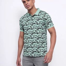 Lee Mint Green Slim Fit Printed Polo T-Shirt-image-25