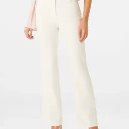 Forever New White Slim Fit High Rise Trousers-image-93