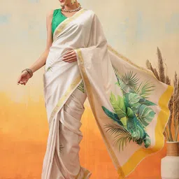Silk Land Floral Zari Art Silk Ready to Wear Kasavu Saree-picture-15