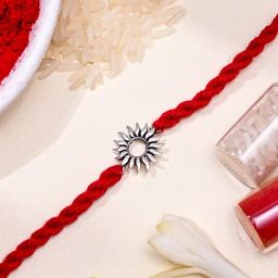 Zavya 92.5 Sterling Silver Surya Rakhi with Roli Chawal for Bhai-image-5