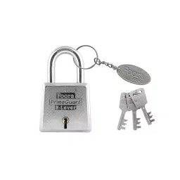 Foora PrimeGuard 60 mm Silver Glossy Finish Iron Padlock with 3 Keys and 1 Key Chain, FO-PG 60 P-11