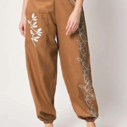 9rasa Brown Cotton Printed Trousers-image-67