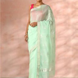 Taneira Green Cotton Silk Woven Saree With Unstitched Blouse-image-81