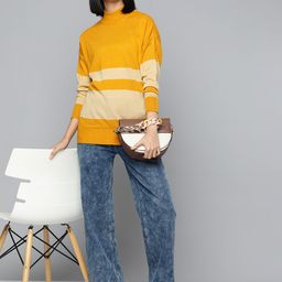HERE&NOW Striped Drop-Shoulder Sleeves Acrylic Pullover-picture-49