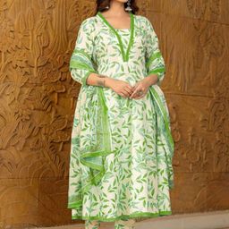 PARTHVI Women Printed Regular Thread Work Kurta with Trousers & With Dupatta image 3