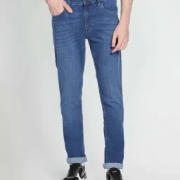 Arrow Blue Lightly Washed Slim Fit Jeans-picture-5