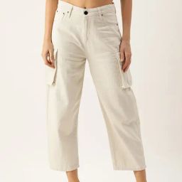Bene Kleed Off-White Cotton High Rise Flared Jeans-picture-34