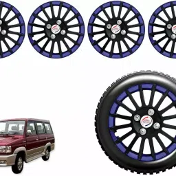 Auto Pearl CBB37 R14 35.56 cm (14 Inch) Press Type Wheel Hubcap with Retention Ring Glossy Black Blue Wheel Cover for Toyota Qualis (Set of 4)-image-64
