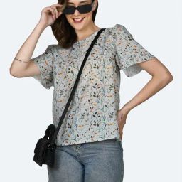 Zink London White Floral Print Top-picture-35