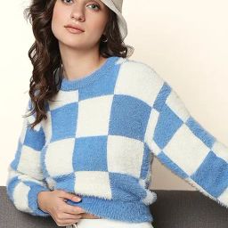 Vero Moda Blue & White Checks Pullover-14