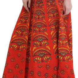 Exotic India Printed Wrap-Around Pure Cotton Maxi Skirts-image-8