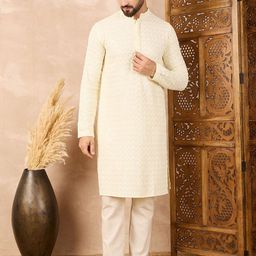 House of Pataudi Men Ethnic Motifs Embroidered Festive Straight Kurta-picture-21