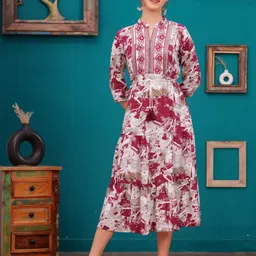 JC4U Women Floral Fit & Flare Midi Dress-image-84