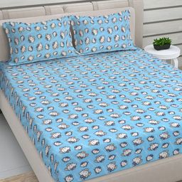 Myntra Elegant Homes Blue & White Printed Woollen 300 TC King Bedsheet Set 2.5 m x 2.25 m-image-54