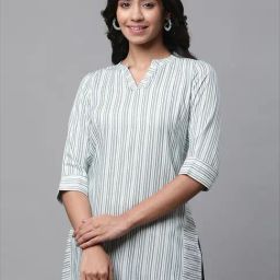 Aurelia White Striped Straight Short Kurti-picture-20