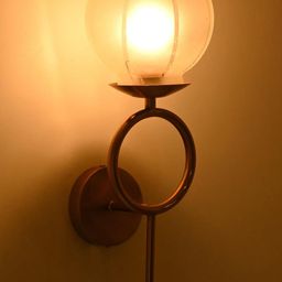 SOMIL Gold-Toned Printed Glass Cylinder Shaped Wall Lamp-5