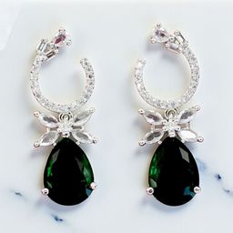 The Pari Rhodium-Plated American Diamond Studded Teardrop Shaped Drop Earrings-image-93