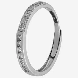 Kushal's Fashion Jewellery White Rhodium-Plated Ethnic 92.5 Pure Silver Finger Ring image 3