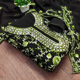 SHADOW & SAINING Embroidered Silk Georgette Unstitched Dress Material-image-93