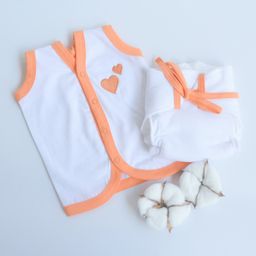 Yellow Doodle 100% Organic Cotton Sleeveless Everyday Essential Vest And Cloth Nappy Orange Hearts Print - Multicolor-image-35