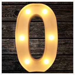 Shopperskart 0 Zero Number Led Marquee Numbers for Room Cake Table Decorations- Warm White-picture-6