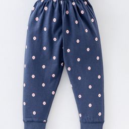 Pink Rabbit Single Jersey Full Length Lounge Pants Sports Ball Print- Blue-picture-24