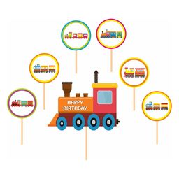 Untumble Train Theme Birthday Decoration Cake & Cup Cake Toppers Kit Pack of 25-23