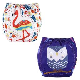 Butterthief Flamingo & Owl Printed Reusable & Washable Cloth Diapers with insert For New Born Baby (2 Diapers + 2 Organic Cotton Absorber)-image-5