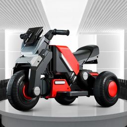 Kidsmate Hyrider 6V Electric Kids Bike with Rechargeable 6.5 Ah Battery Inbuilt Imported Motor Drive | Bluetooth Music Player,Front LED Light, Large Seat and Tyres & Foot Accelerator Pedal Bike - Red-image-4