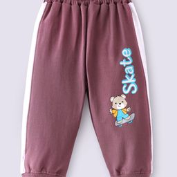 Tango Looper Knit Full Length Lounge Pant with Teddy Bear & Text Print - Grape-picture-14