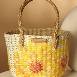 HABEREINDIA Round Fruit Hamper Basket, Seagrass Storage Basket-image-20
