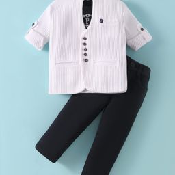Robo Fry Lycra Knit Full Sleeves Jacket with T-Shirt & Trouser Set - Off White-image-89