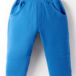 Zero Knit Full Length Solid ColorFleece & Woollen Bottom - Blue-image-93