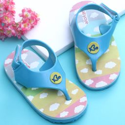 Babyoye Velcro Closure Flip Flop with Cloud Print - Light Blue-image-72