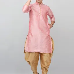 LEMONX Men Regular Dupion Silk Kurta with Dhoti Pants image 1