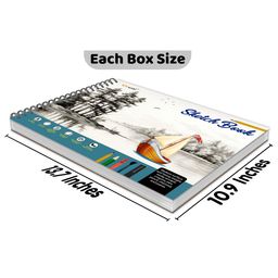 GO WOO Big Size Pemium Sketch Book : Sketch book for drawing and painting, 140 GSM Acid free thick paper, (27.5 x 34.7 cm), 36 Sheets Sketchpads | Pack of 3 Sketch books image 2