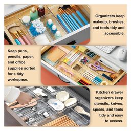 JD FRESH Set of 16 Unbreakable Drawer Organizer Drawer Organizer - Transparent Black image 2