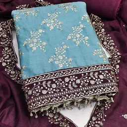 Mitera Embroidered Art Silk Unstitched Dress Material-image-89