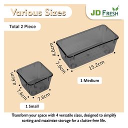 JD FRESH Set of 16 Unbreakable Drawer Organizer Drawer Organizer - Transparent Black image 3