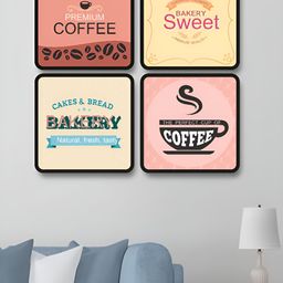 Livin'luxe Yellow & Peach-Coloured 4 Pieces Coffee Bakery Theme Wall Arts-picture-31