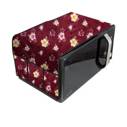 Waterproof & Dustproof PVC Microwave Oven Top Cover with 6 Utility Pockets Flor-image-68