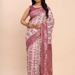 Astita Floral Linen Blend Saree-image-97