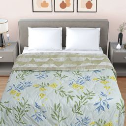 Myntra Elegant Homes Green & Blue Floral AC Room 350 GSM Double Bed Comforter-image-28