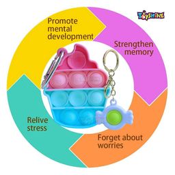 Toyshine Unicorn Ice Cream & Key Chain Popping Sounds Push Bubbles for Autism Stress Reliever Sensory Pop It Toy Pack of 2- Multicolor image 4