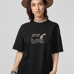 Stitchmeashirt Typography Printed Round Neck Drop-Shoulder Pure Cotton Oversized T-shirt-picture-11
