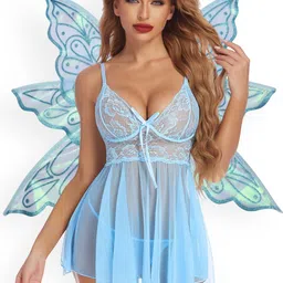 SSoShHub NADIA Women Lace Detailed Self Design Baby Doll-image-97