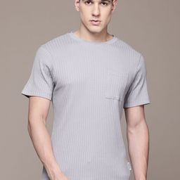 The Roadster Lifestyle Co. Round Neck Self Striped T-shirt-image-70