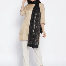 WEAVERS VILLA Black Lace Dupatta-picture-14