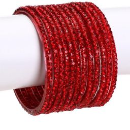 Somil Stylish Glass & Fancy Bangle/Kada Set Red & Red, Combo Of 2 Set image 4